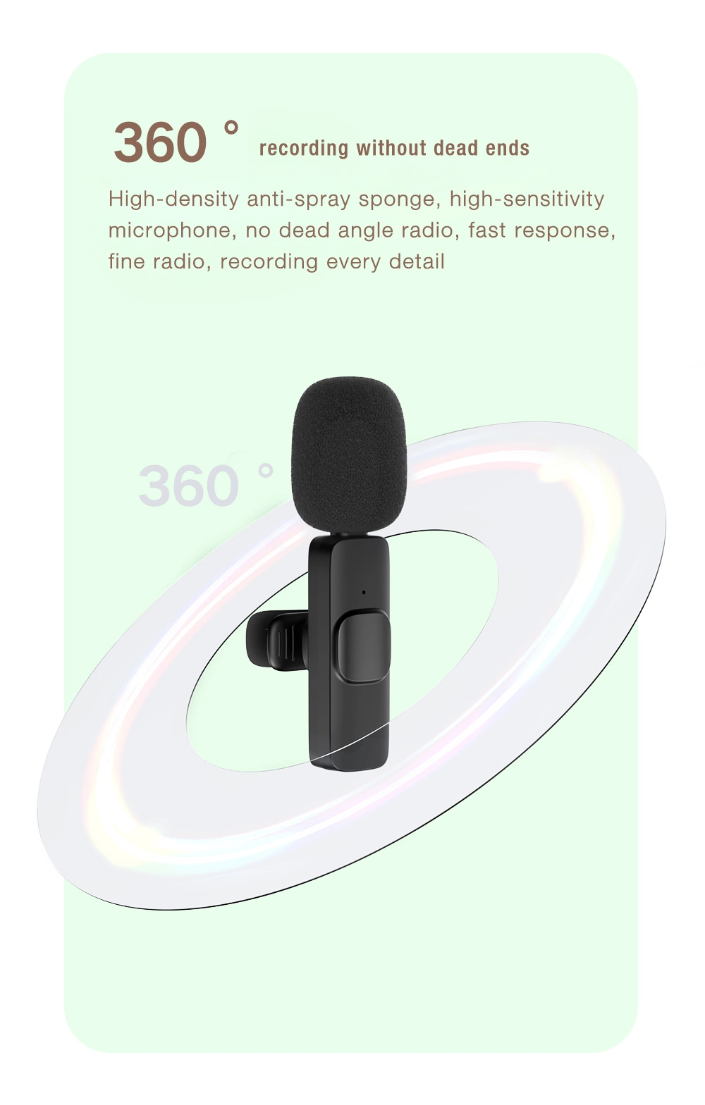 2021 New Bluetooth Lavalier Microphone Lapel Clip Mic for Phone Android Phone Support Multi-Channel Real-Time Mixing