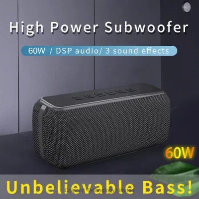 V7 PRO 60 W sem fio Bluetooth 5.0 baixo alto-falante de música recarregável à prova d'água - preto