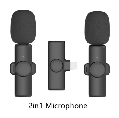 Microfone Bluetooth 2 em 1 K9 Microfone de lapela sem fio com redução de ruído ao ar livre transmissão ao vivo USB Microfone de lapela